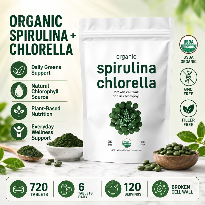 Spirulina Tablet Organic - Органические таблетки спирулины и хлореллы: Ежедневная